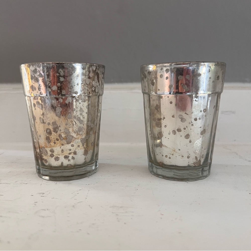 Lot of 2 Mercury Glass Votives